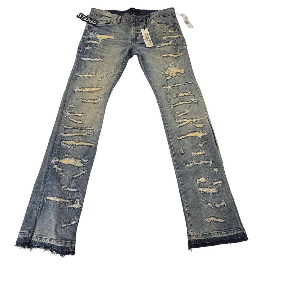 Jordan Craig Martin Stacked Distressed Jeans Desert Storm Blue Mens 38 NEW
